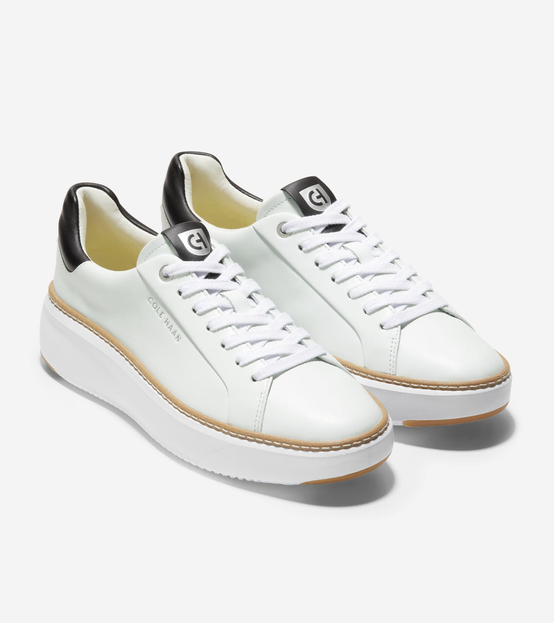 Cole Haan Women's Grandpro Topspin Sneaker Ivory Black Leather W22707 - Orleans Shoe Co.