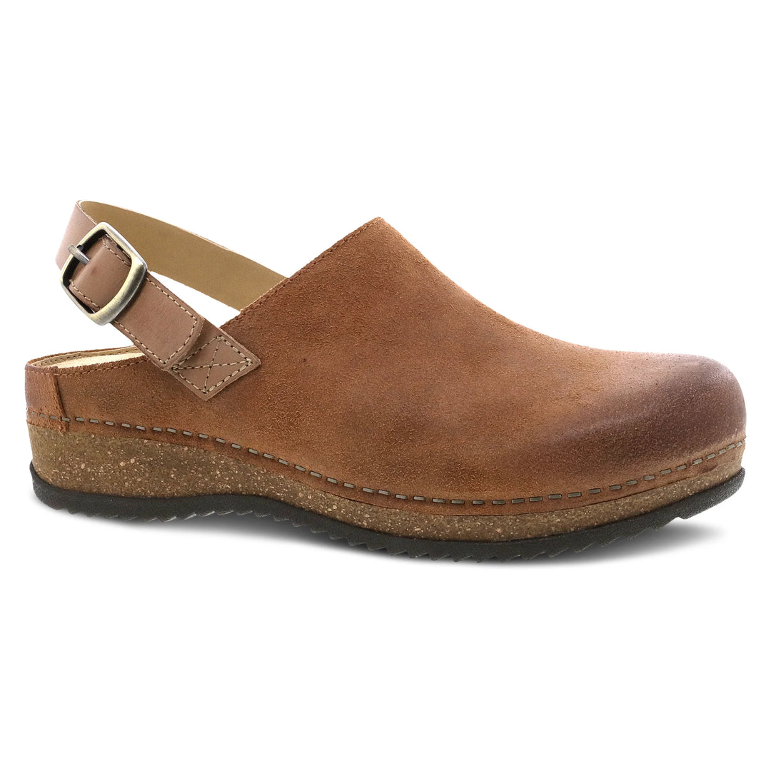 Dansko Women's Merrin Clog Burnished Suede Tan - Orleans Shoe Co.