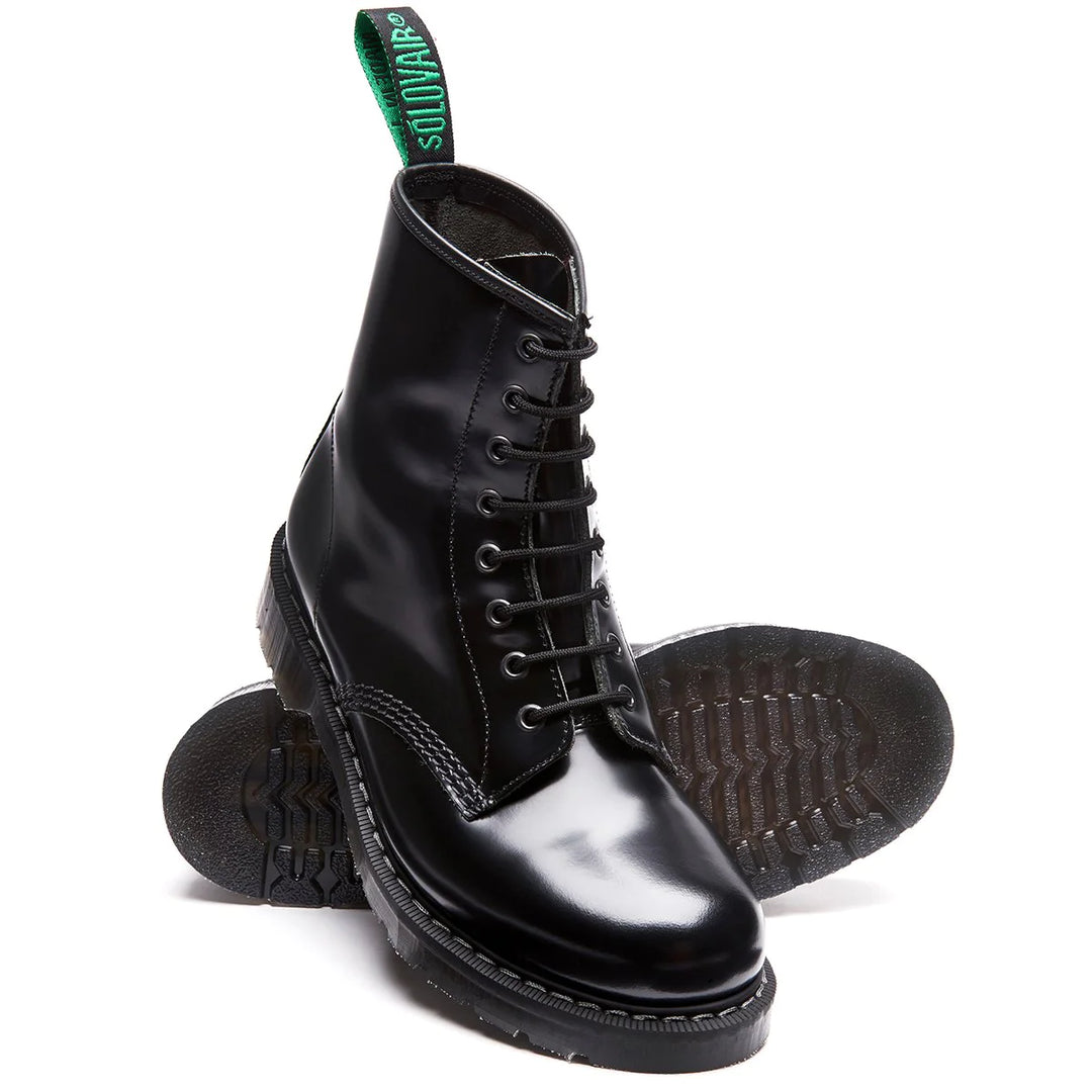 Solovair 8 Eye Derby Boot S8-551-BK-G Hi-Shine Black - Orleans Shoe Co.