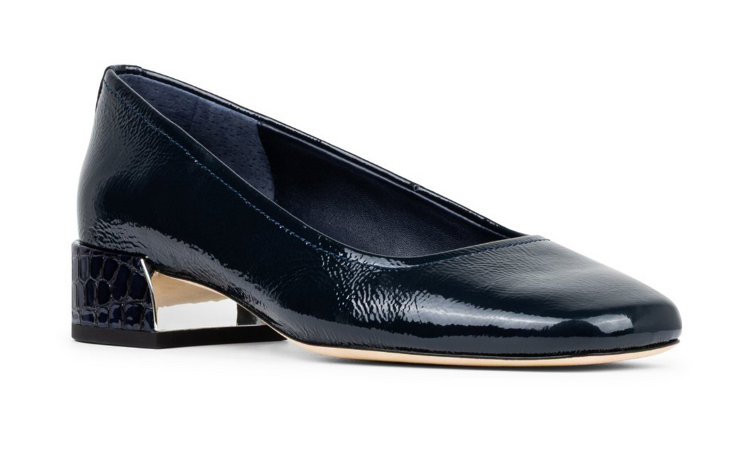 Donald Pliner Women's Dreww Navy Crinkle Patent - Orleans Shoe Co.