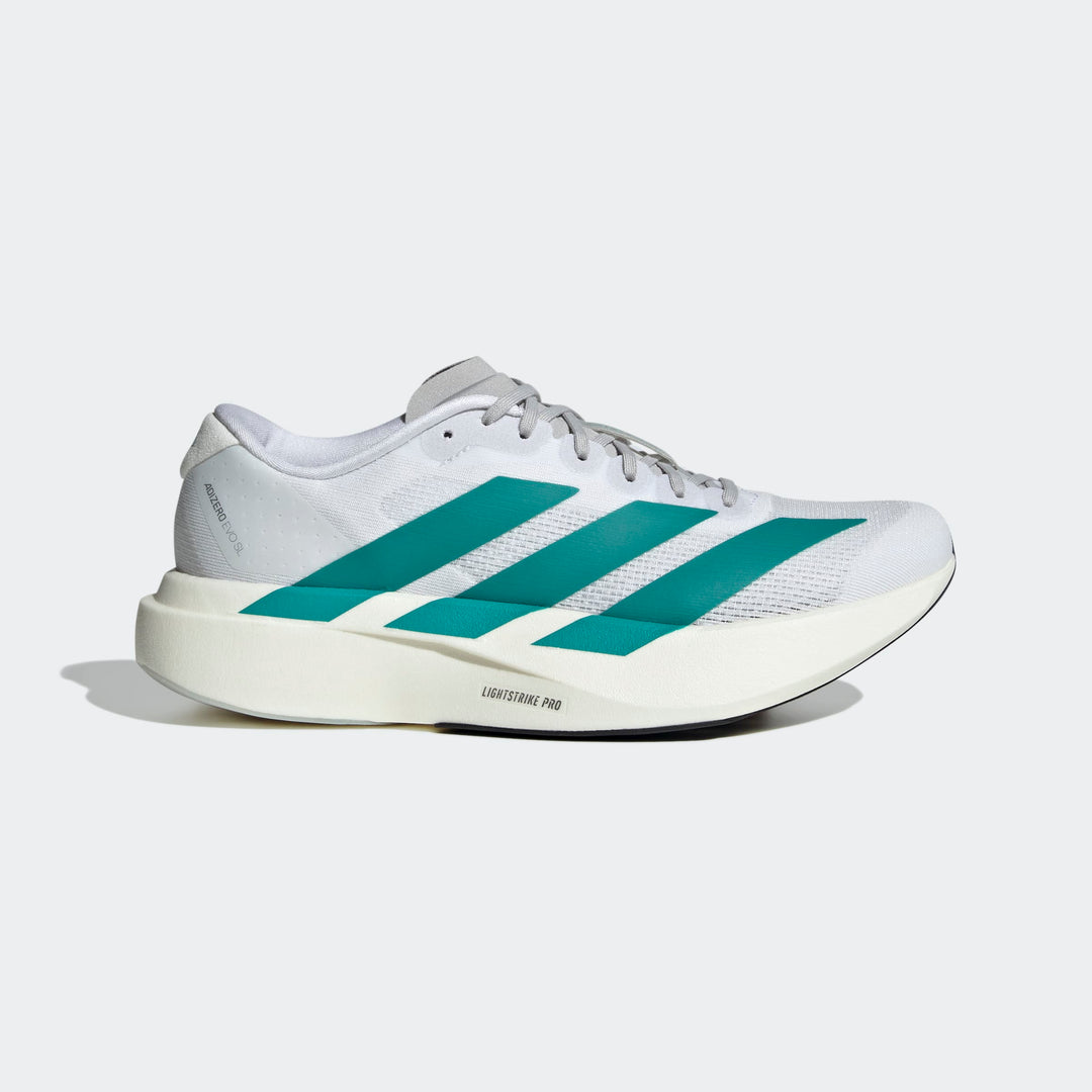 Adidas Women's Adizero Evo SL Cloud White Pure Teal Grey Two JS4451 - Orleans Shoe Co.