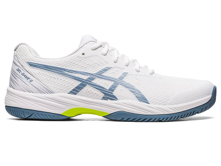 Asics Men’s Gel Game 9 White Steel Blue - Orleans Shoe Co.