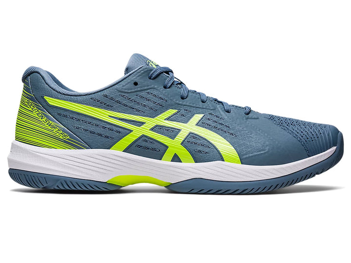 Asics Men’s Solution Swift FF Steel Blue Hazard Green - Orleans Shoe Co.