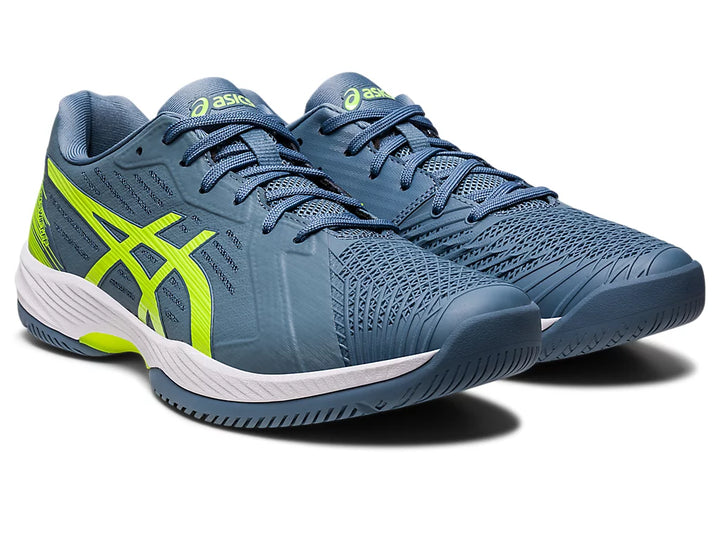 Asics Men’s Solution Swift FF Steel Blue Hazard Green - Orleans Shoe Co.