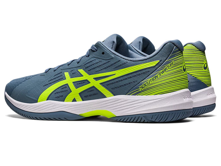 Asics Men’s Solution Swift FF Steel Blue Hazard Green - Orleans Shoe Co.