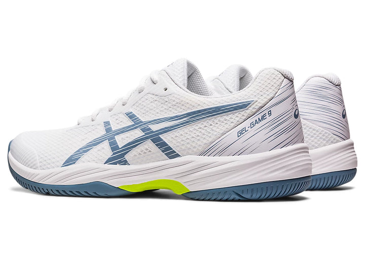 Asics Men’s Gel Game 9 White Steel Blue - Orleans Shoe Co.