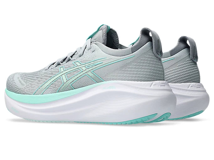 Asics Women's Gel Nimbus 27 Piedmont Grey Illuminate Mint - Orleans Shoe Co.