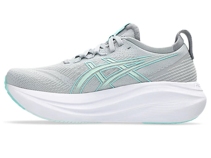 Asics Women's Gel Nimbus 27 Piedmont Grey Illuminate Mint - Orleans Shoe Co.