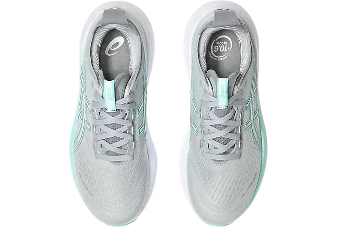 Asics Women's Gel Nimbus 27 Piedmont Grey Illuminate Mint - Orleans Shoe Co.