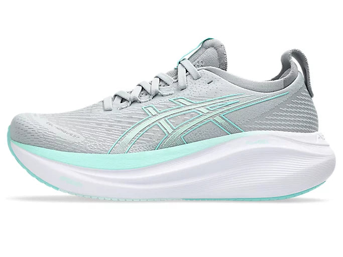 Asics Women's Gel Nimbus 27 Piedmont Grey Illuminate Mint - Orleans Shoe Co.