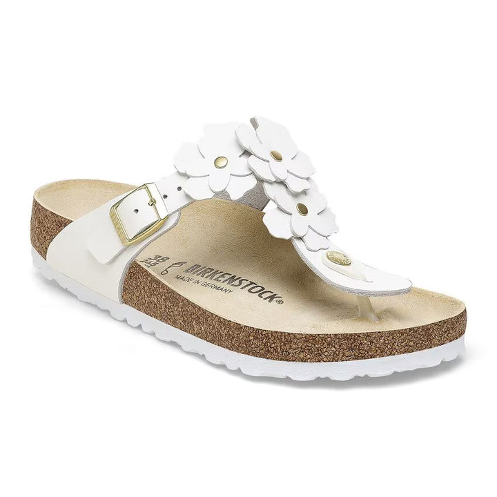 Birkenstock Women's Gizeh Flower Embellishment White - Orleans Shoe Co.