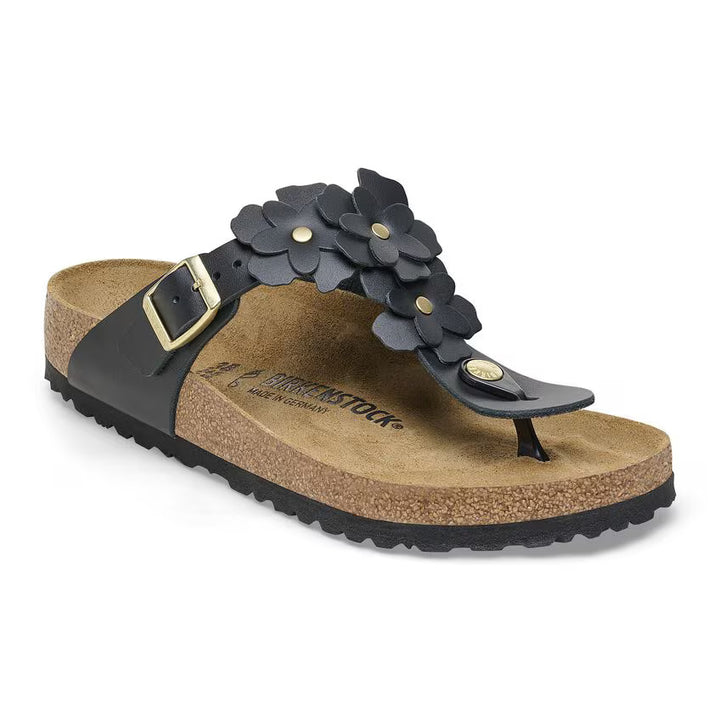 Birkenstock Women's Gizeh Flower Embellishment Black - Orleans Shoe Co.