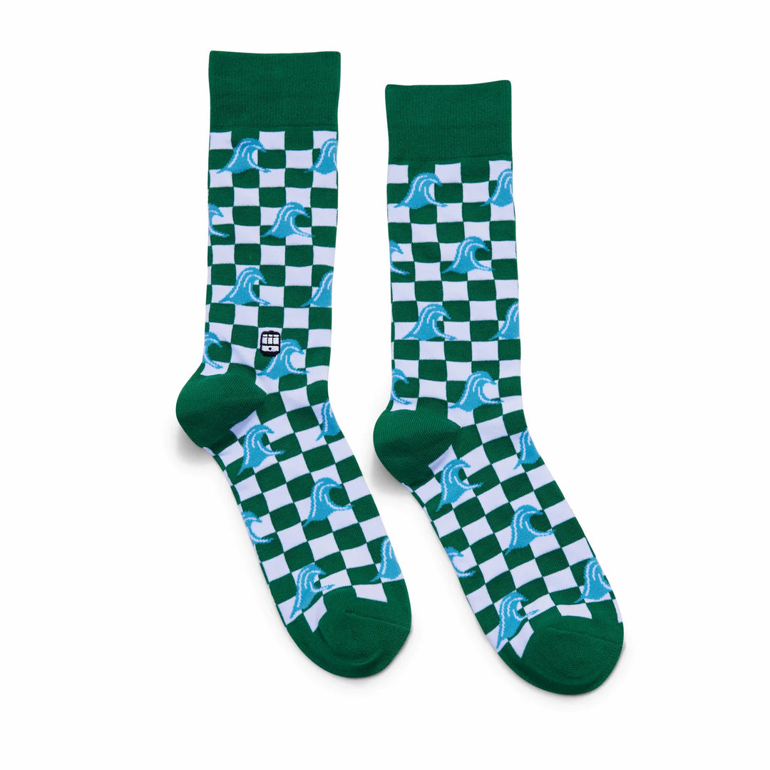 Bonfolk Green Wave Checker Socks - Orleans Shoe Co.
