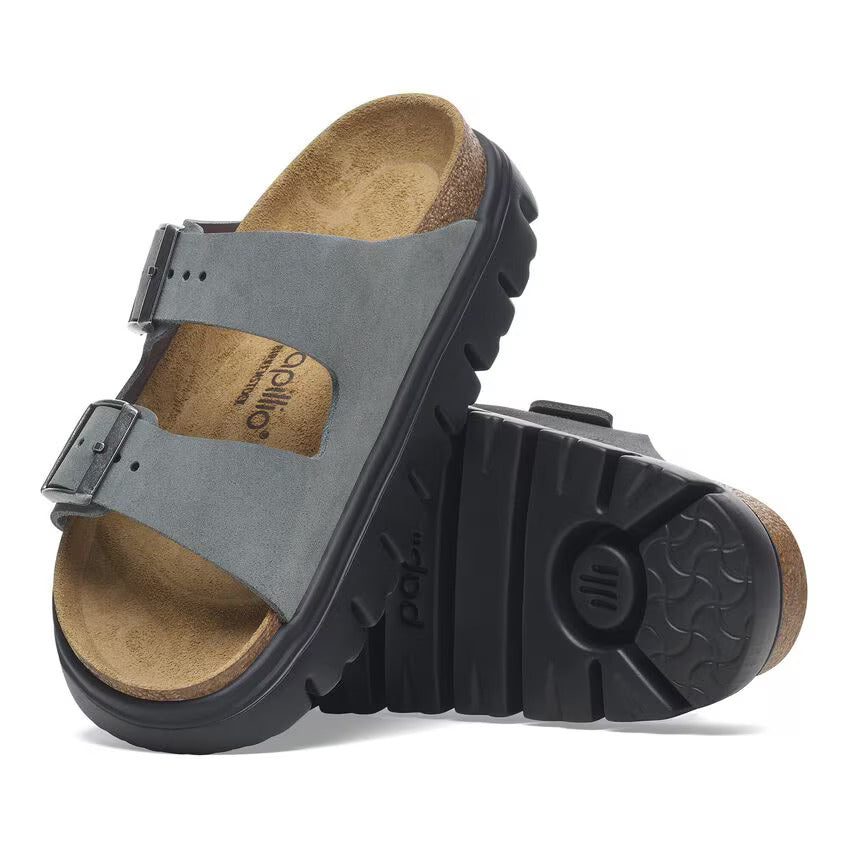 Birkenstock Women's Arizona Pap Chunky Suede Leather Basalt Gray Black 1029150 - Orleans Shoe Co.