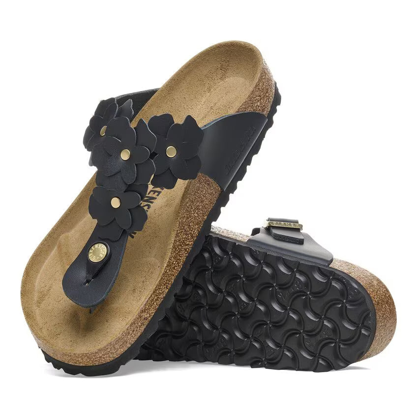 Birkenstock Women's Gizeh Flower Embellishment Black - Orleans Shoe Co.