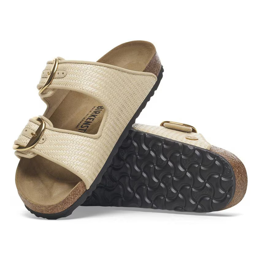 Birkenstock Women's Arizona Big Buckle Raffia Raffia Naturale - Orleans Shoe Co.