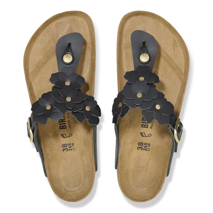 Birkenstock Women's Gizeh Flower Embellishment Black - Orleans Shoe Co.