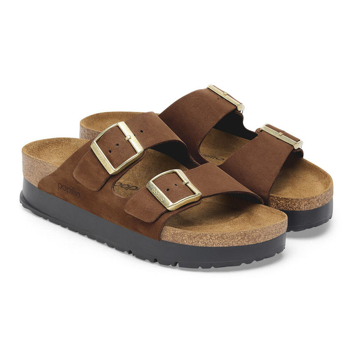 Birkenstock Women's Arizona Pap Flex Platform Dark Tea 1028366 - Orleans Shoe Co.