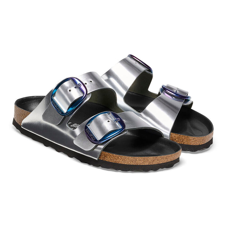 Birkenstock Women’s Arizona Big Buckle Metallic Silver - Orleans Shoe Co.