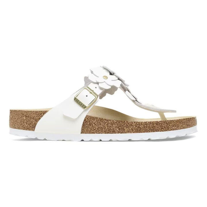 Birkenstock Women's Gizeh Flower Embellishment White - Orleans Shoe Co.