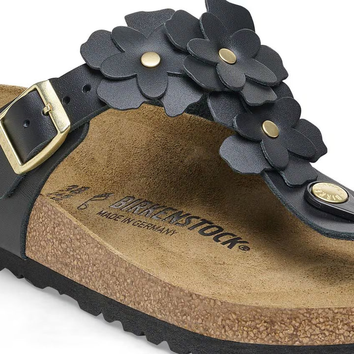 Birkenstock Women's Gizeh Flower Embellishment Black - Orleans Shoe Co.