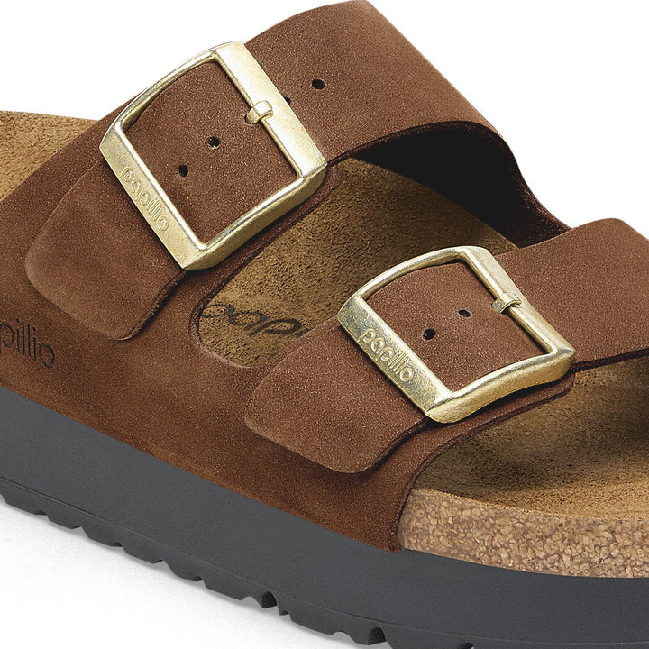 Birkenstock Women's Arizona Pap Flex Platform Dark Tea 1028366 - Orleans Shoe Co.