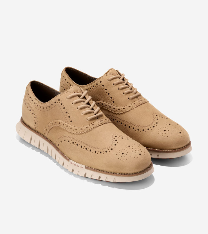 Cole Haan Men's Zerogrand Remastered Wingtip Oxfords Orzo Cuoio Sesame C39744 - Orleans Shoe Co.