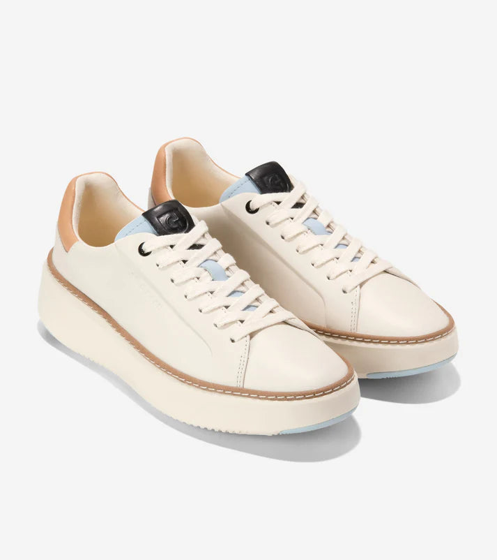 Cole Haan Women's Grandpro Topspin Sneaker Ivory Biscuit Blue W32453 - Orleans Shoe Co.