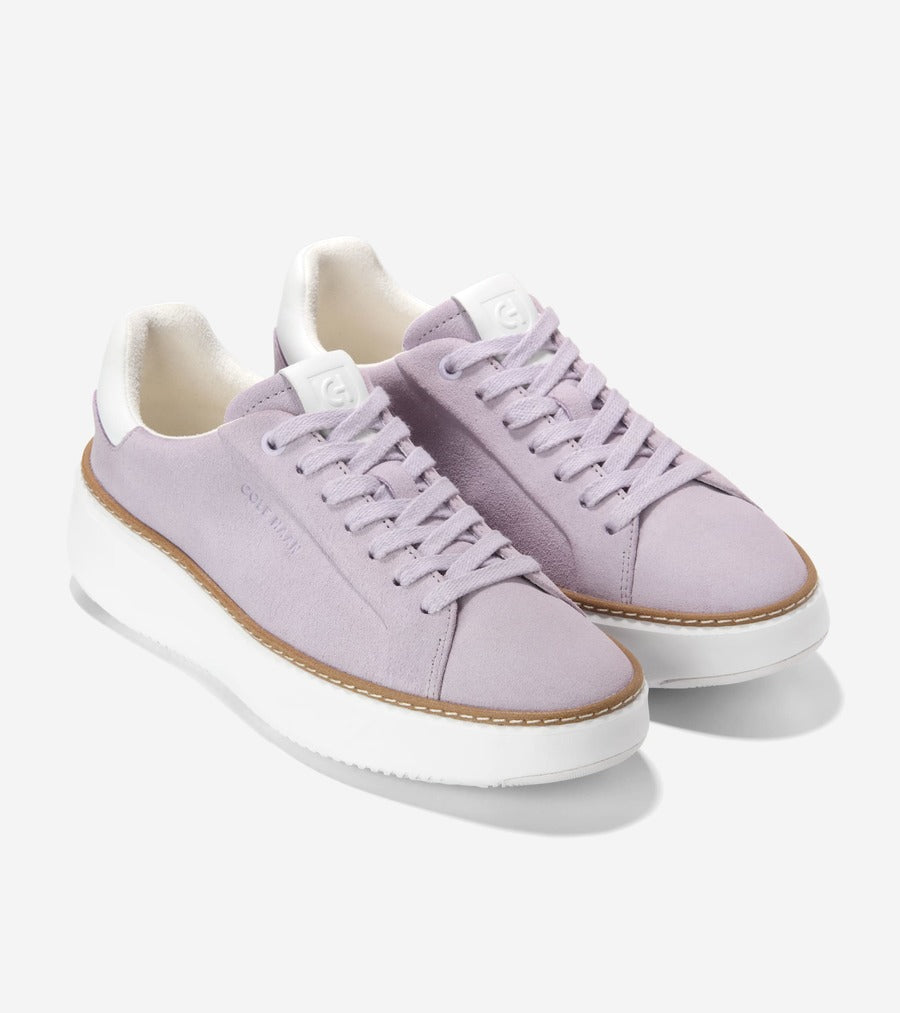 Cole Haan Women's Grandpro Topspin Sneaker Thistle Suede White W32595 - Orleans Shoe Co.