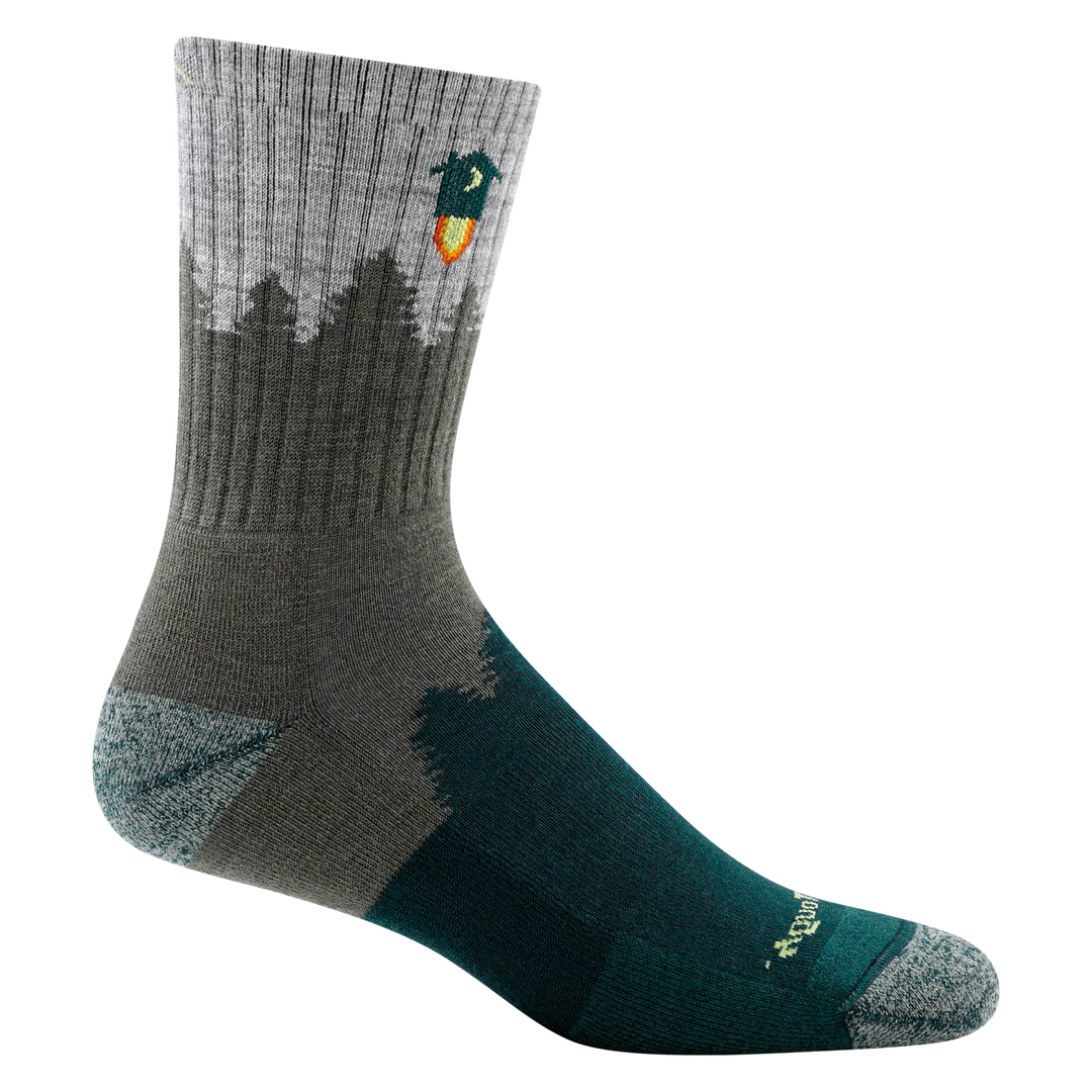Darn Tough Vermont Men's Number 2 Micro Crew Midweight Hiking Socks Green 1974