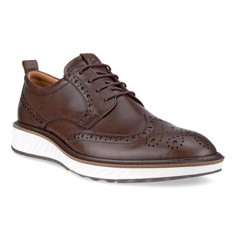 Ecco Men's St. 1 Hybrid Wingtip Derby Cocoa Brown 83642401482 - Orleans Shoe Co.