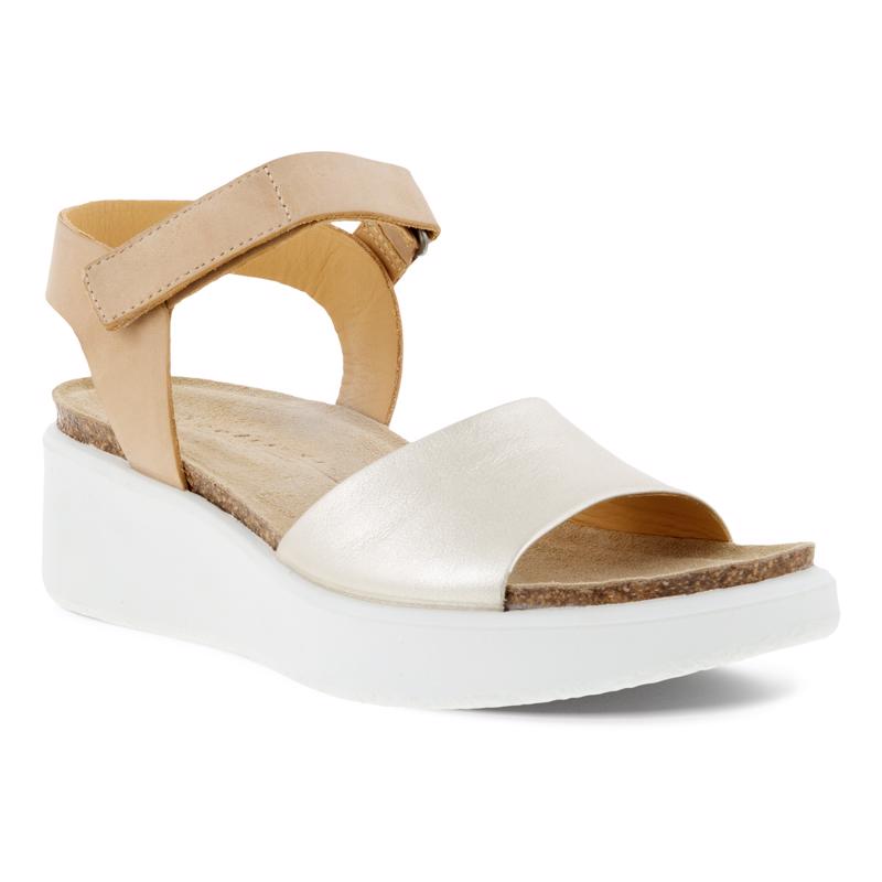 Ecco Women’s Flowt Wedge Pure White Gold Powder - Orleans Shoe Co.