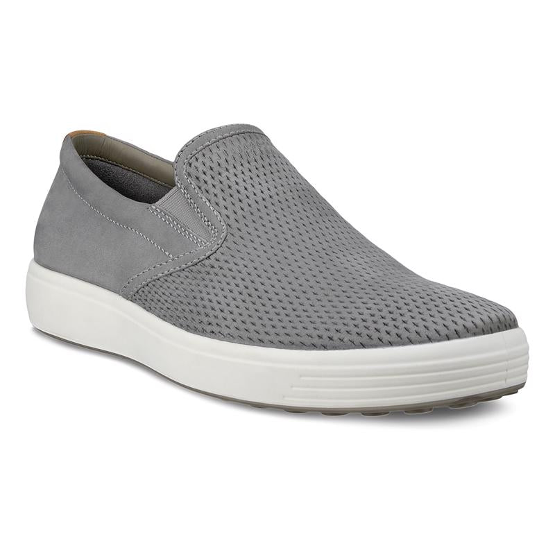 Ecco Men's Soft 7 Sneakers Perforated Wild Dove Lion 47048460025 - Orleans Shoe Co.