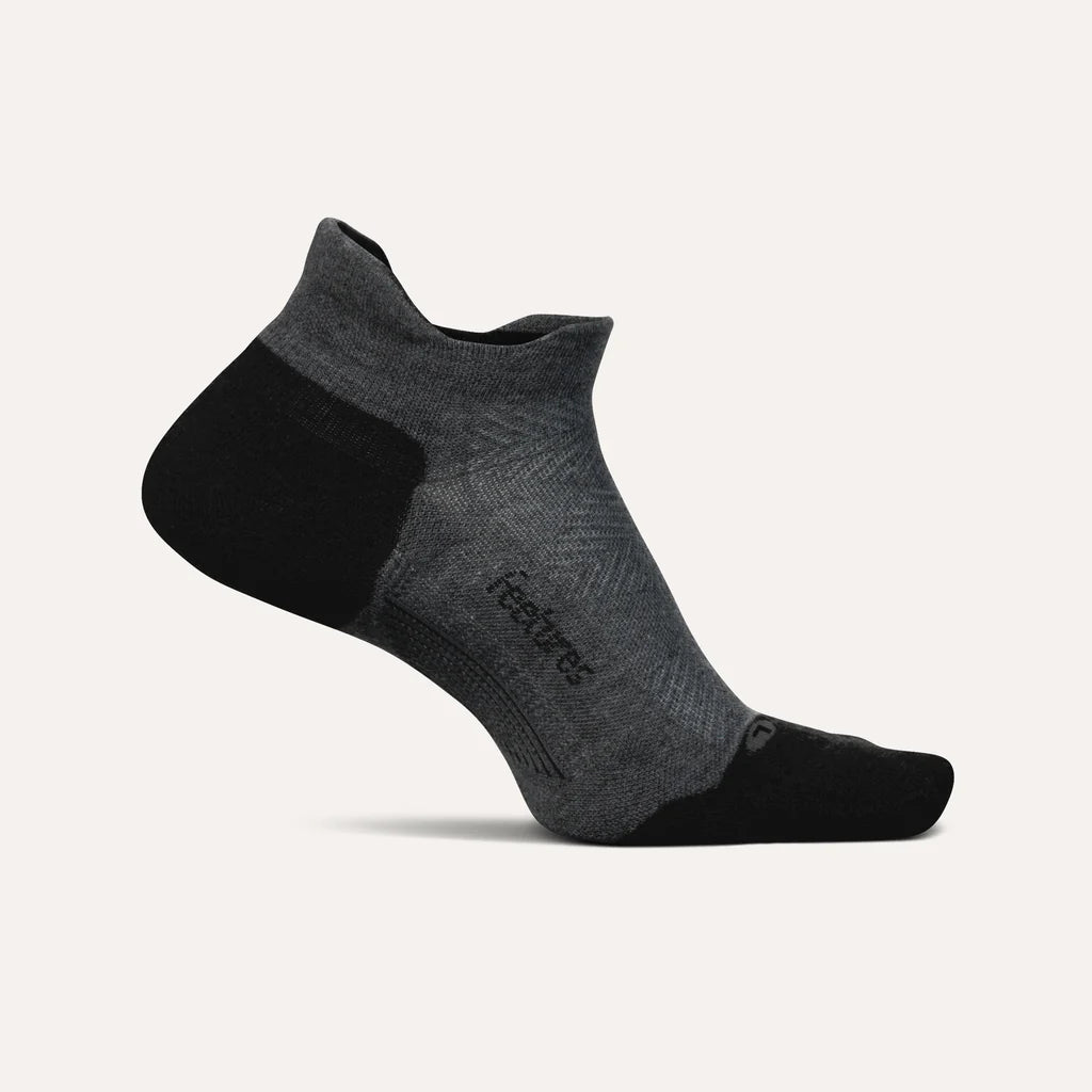 Feetures Elite Max Cushion No Show Tab Gray Black - Orleans Shoe Co.
