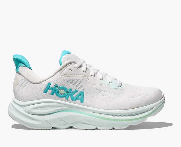 Hoka Women's Clifton 10 White Cielo Blue - Orleans Shoe Co.