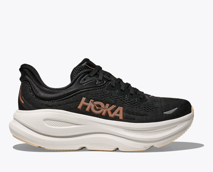 Hoka Women's Bondi 9 Black Rose Gold - Orleans Shoe Co.