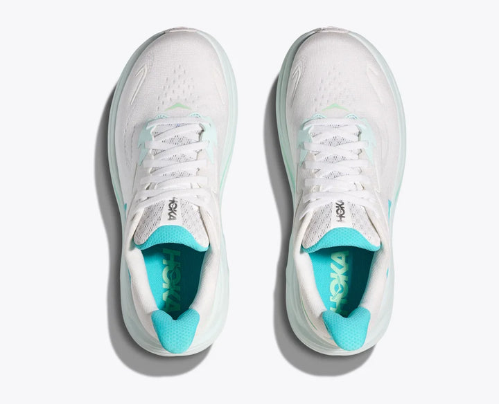 Hoka Women's Clifton 10 White Cielo Blue - Orleans Shoe Co.