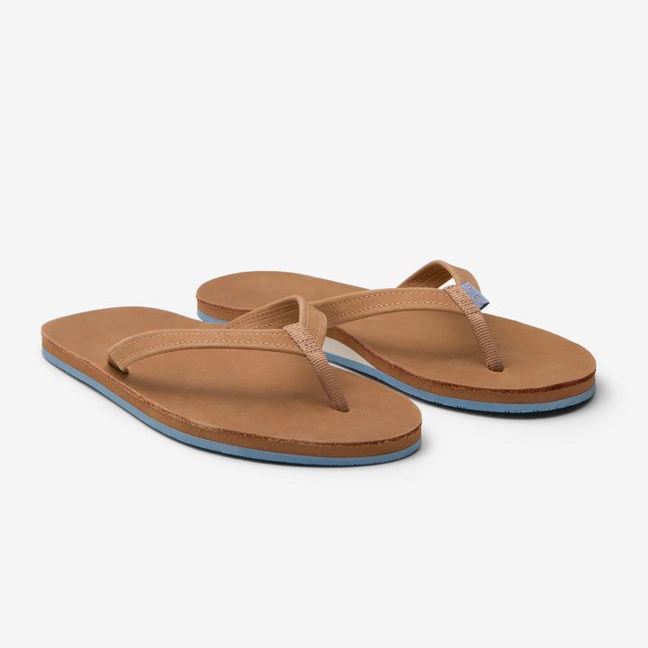 Hari Mari Women’s Flip Flop Fields Tan Dusty Blue - Orleans Shoe Co.
