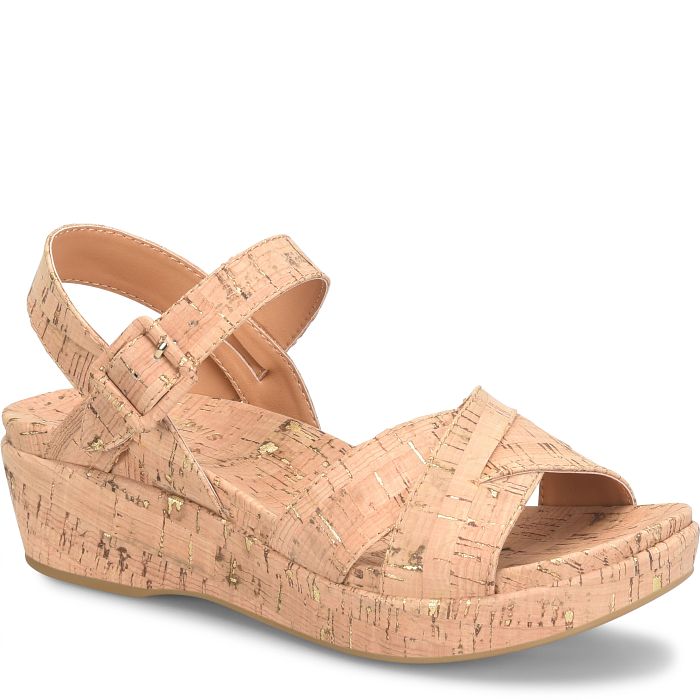 Kork Ease Women's Myrna 2.0 Gold Cork Wedge Sandal - Orleans Shoe Co.