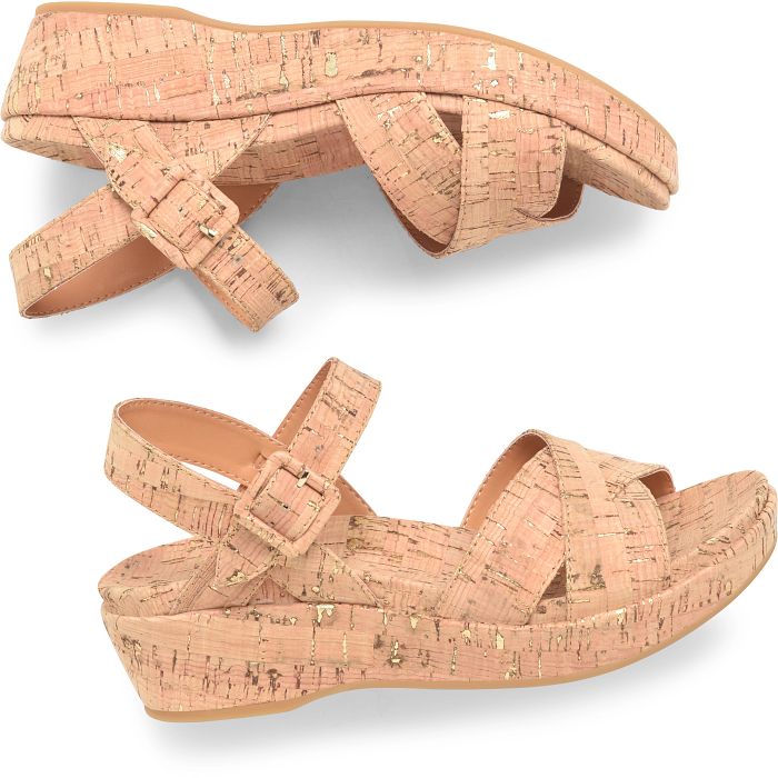 Kork Ease Women's Myrna 2.0 Gold Cork Wedge Sandal - Orleans Shoe Co.