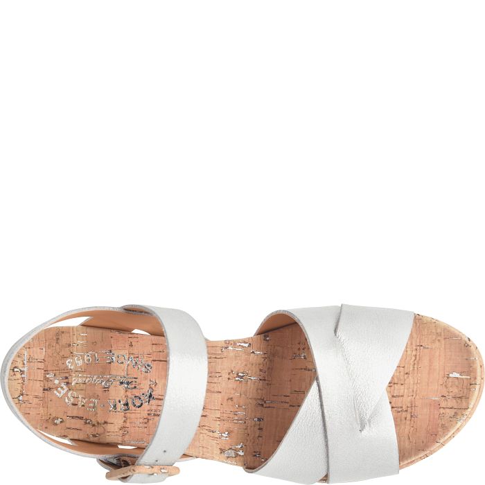 Kork Ease Women's Myrna 2.0 Silver Metallic Wedge Sandal - Orleans Shoe Co.
