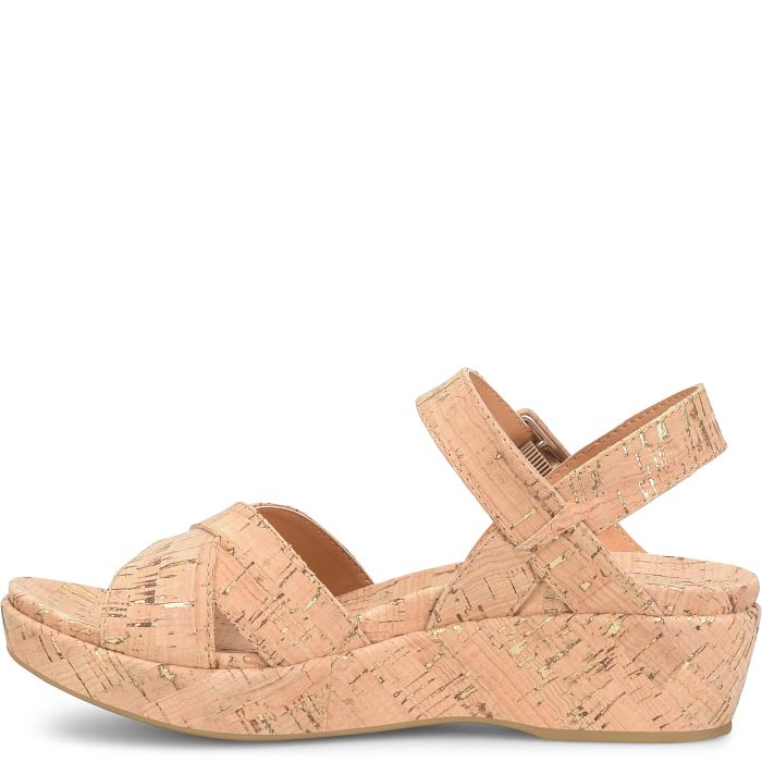 Kork Ease Women's Myrna 2.0 Gold Cork Wedge Sandal - Orleans Shoe Co.
