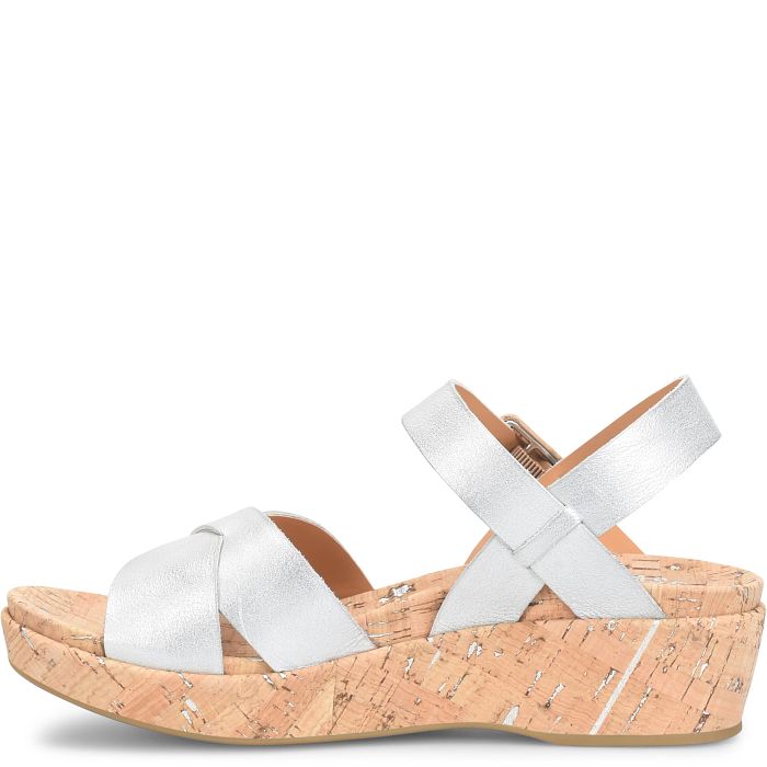 Kork Ease Women's Myrna 2.0 Silver Metallic Wedge Sandal - Orleans Shoe Co.