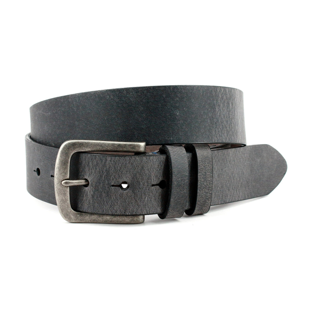 Torino Distressed Waxed Harness Leather Jean Belt Charcoal 53060