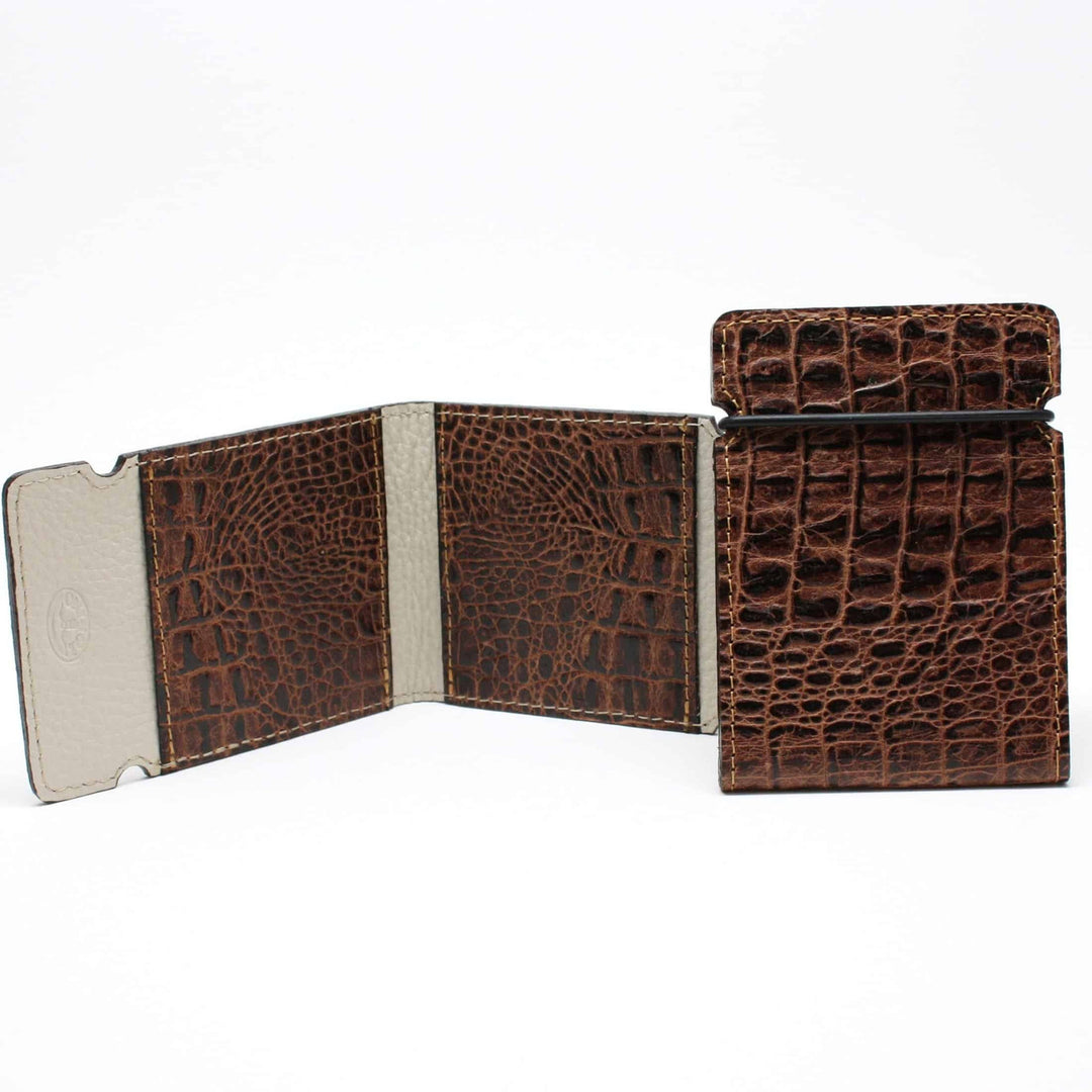 Torino Embossed Alligator Calfskin Cash Cover Cognac