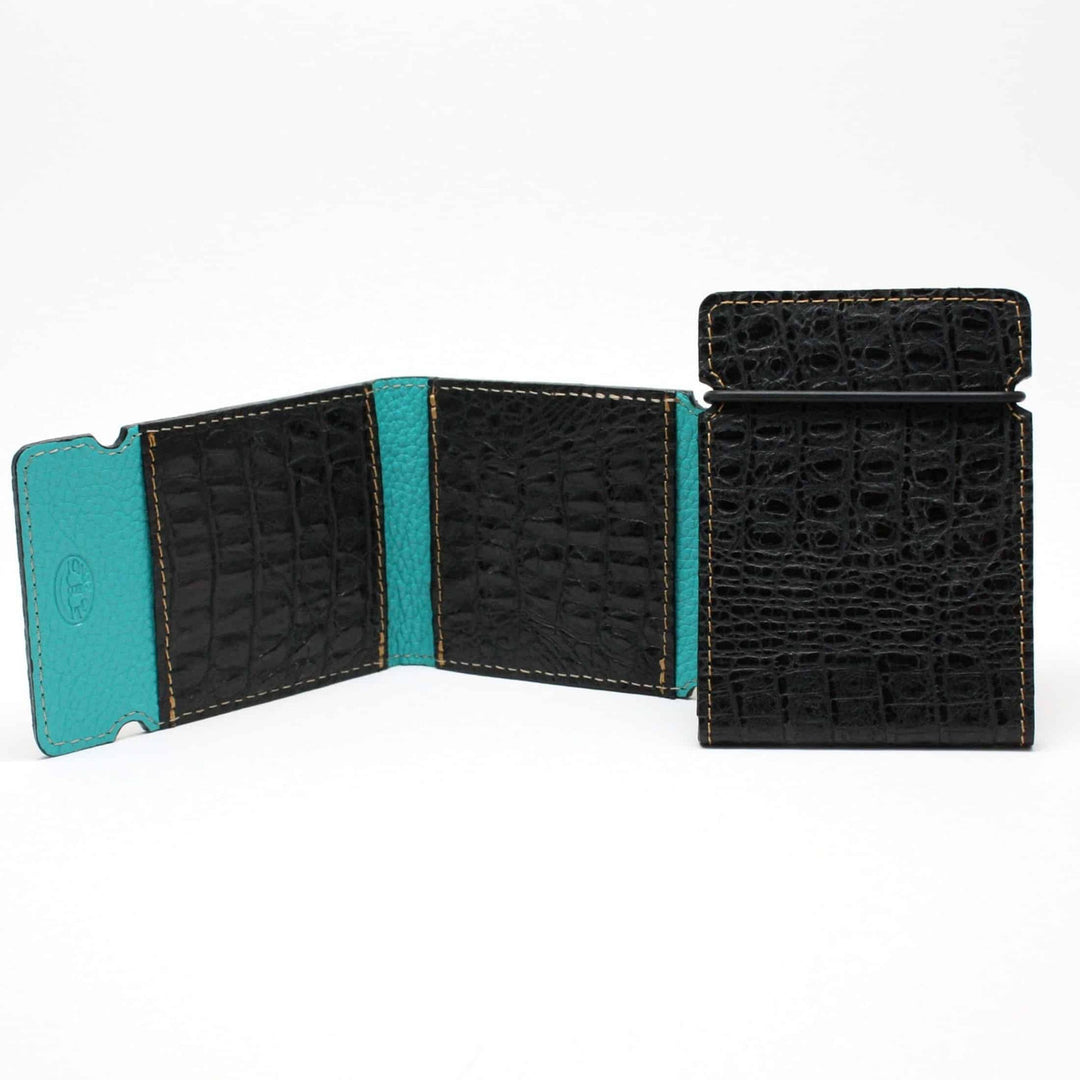 Torino Embossed Alligator Calfskin Cash Cover Black