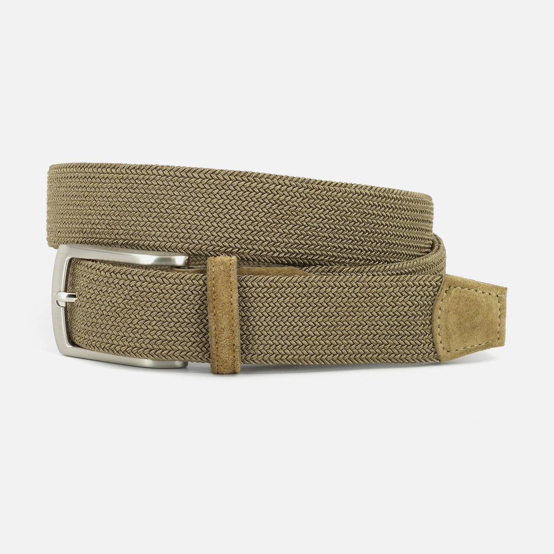 Torino Italian Tubular Woven Rayon Elastic Belt Dark Khaki 65734 - Orleans Shoe Co.