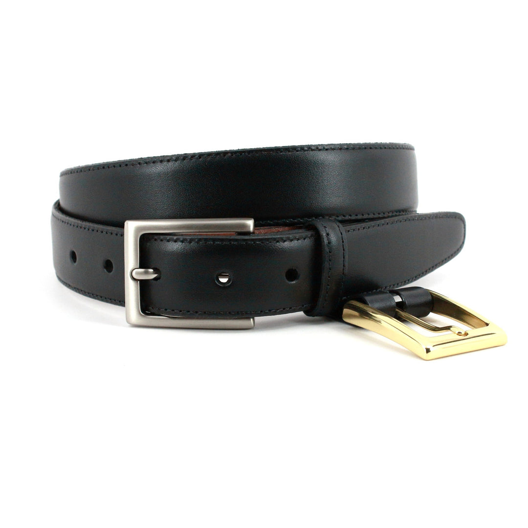 Torino Glazed Kipskin Double Buckle Option Belt Black 55200