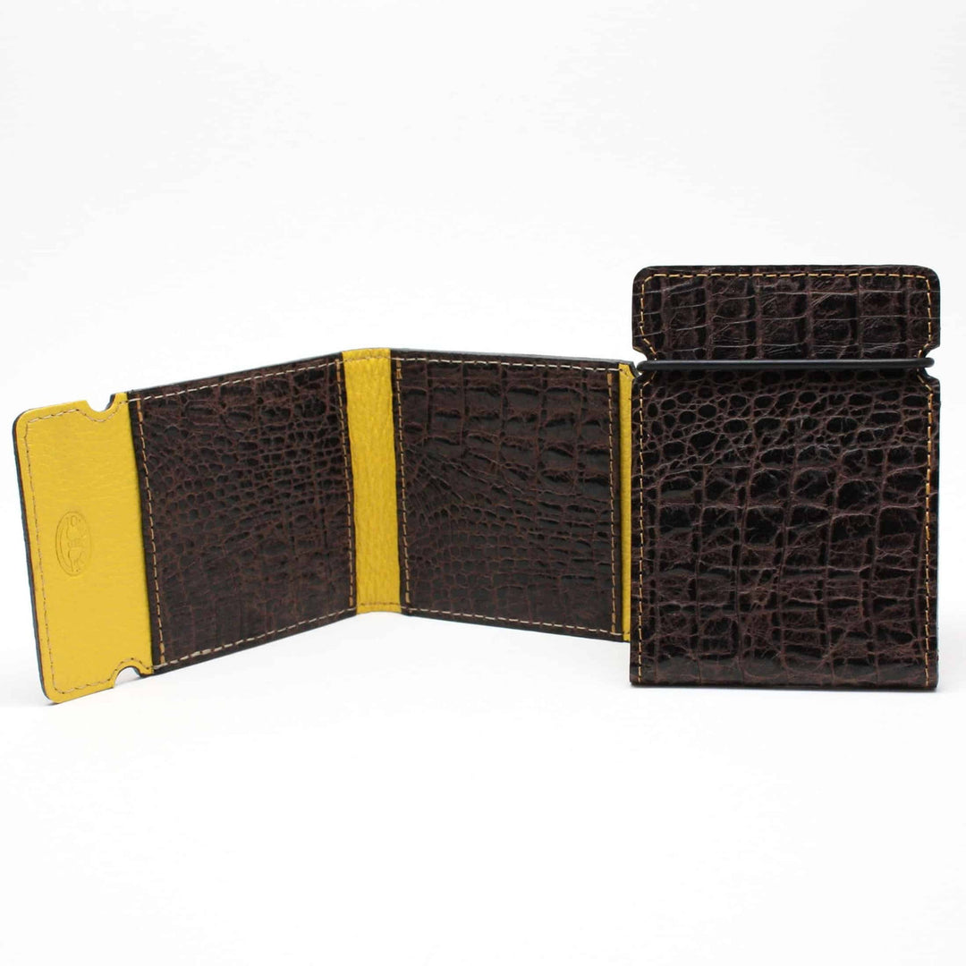Torino Embossed Alligator Calfskin Cash Cover Brown