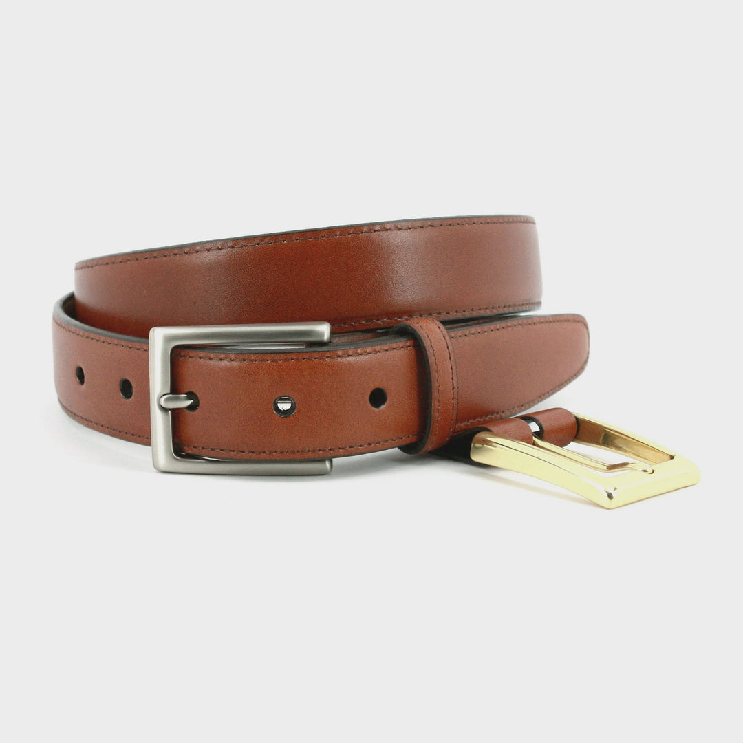 Torino Glazed Kipskin Double Buckle Option Belt Honey 55207